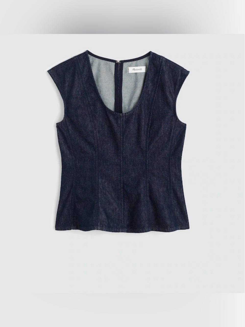 Madewell Women’s Denim Seamed Scoopneck Top in Rinse Wash.2.Flattering MWT.